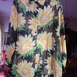 Liz Claiborne Sunflower Print Sheer Blouse